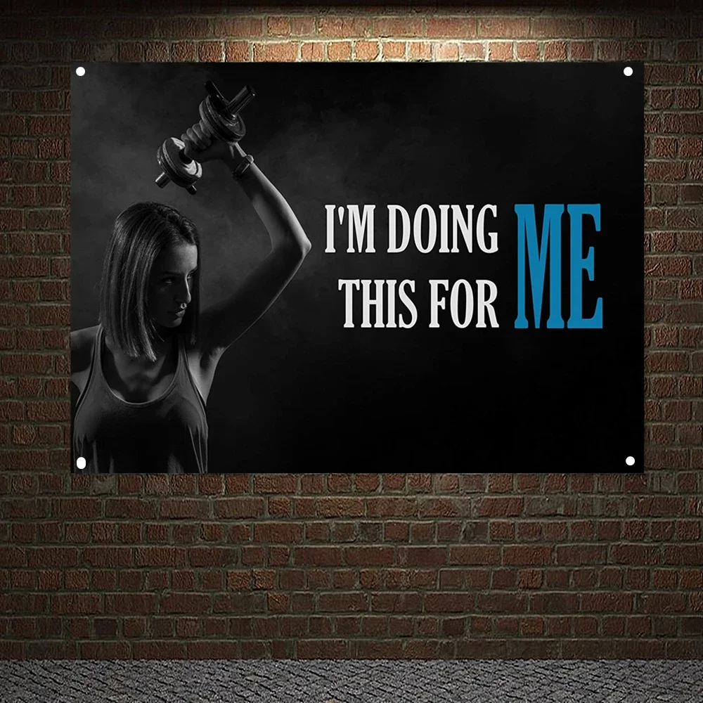 I'M DOING THIS FOR ME Yoga Gym Wall Decor Lose Weight Workout Motivation Banners Flags Wall Hanging Canvas Painting Print Art