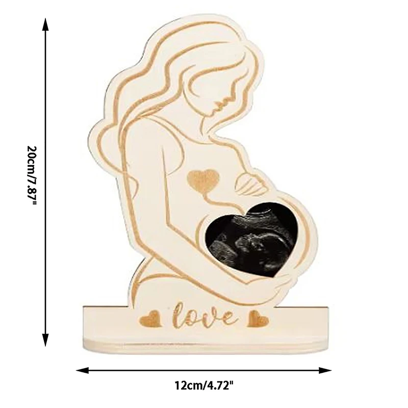 1Pc Wooden Woman Baby Ultrasound Photo Frame Sonogram Picture Frame Pregnancy Gift Baby Keepsake For Couples New Moms Father