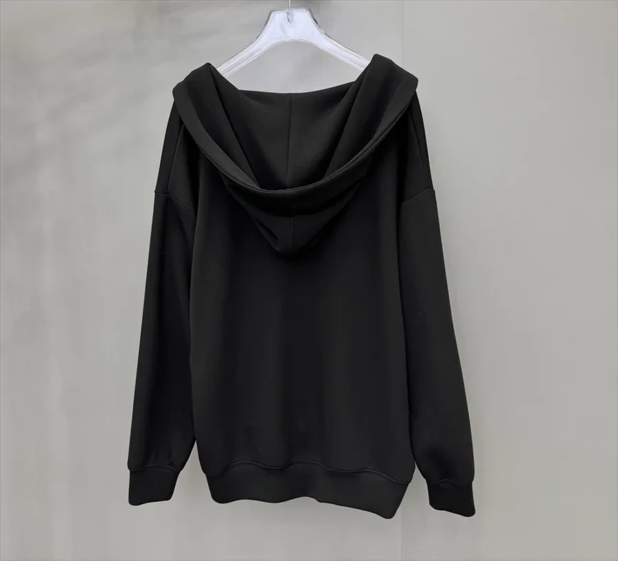 Sweats à capuche à manches longues pour femmes, cardigans avec chapeau, mode de créateur, noir, haute qualité, Ri * K