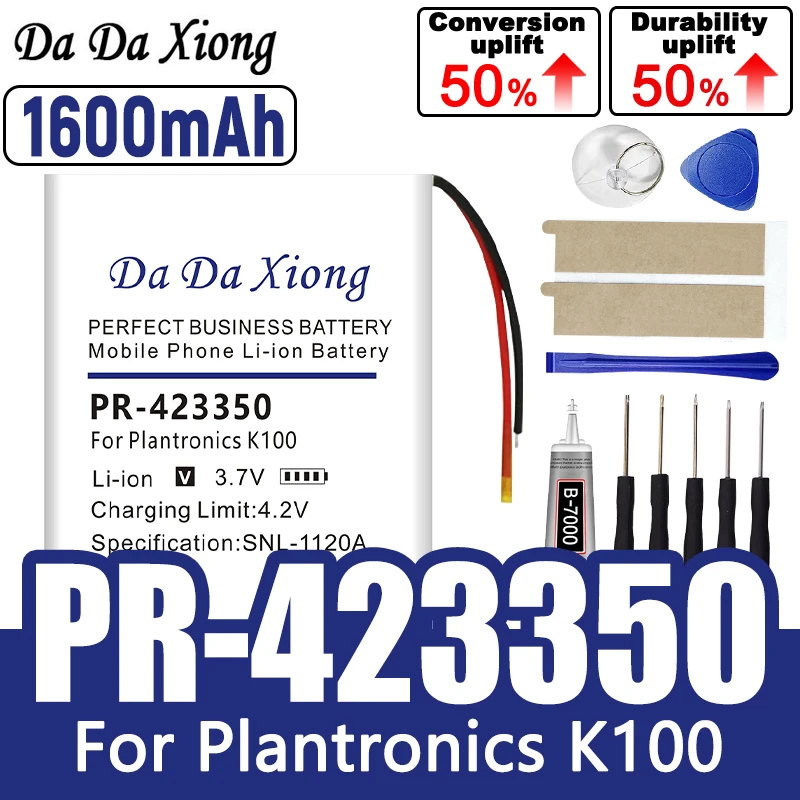 1600mAh Headset Battery PR-423350, LIS1427NHPCC for Sony MDR-DS6500, MDR-XB950BT, MDR-RF985R, MDR-XB950B1, for Plantronics K100