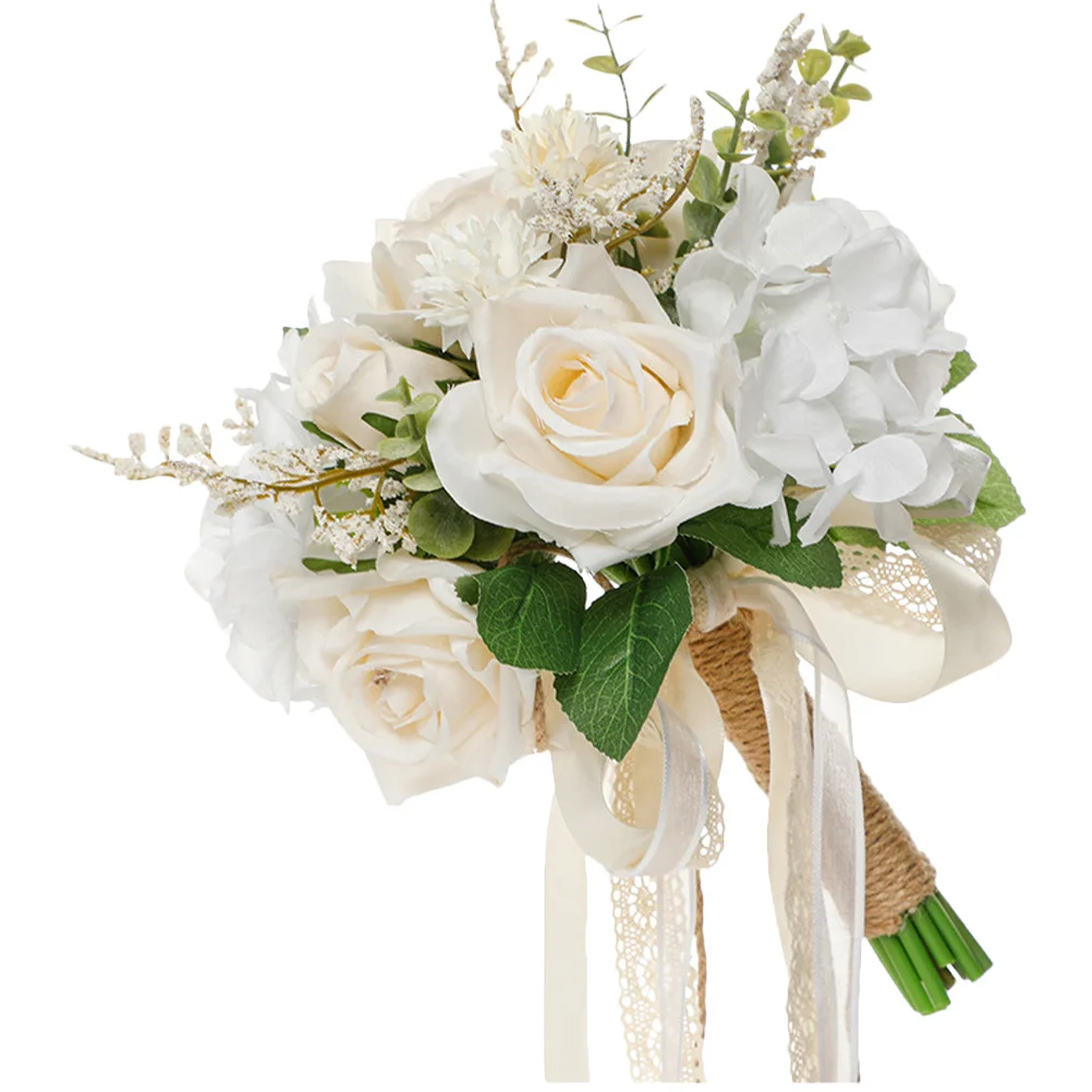 

Artificial Bridal Bouquet Romantic Wedding Flower Arrangement Table Centerpiece Home Decor for Bride Bridesmaid Party