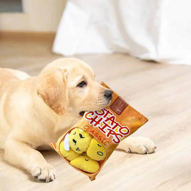 Large Dog Snuffle Toy Food Treat Sniff Potato Chips Pack Large Medium Dogs Digging Sounding Toy Natural Foraging Skills Brain