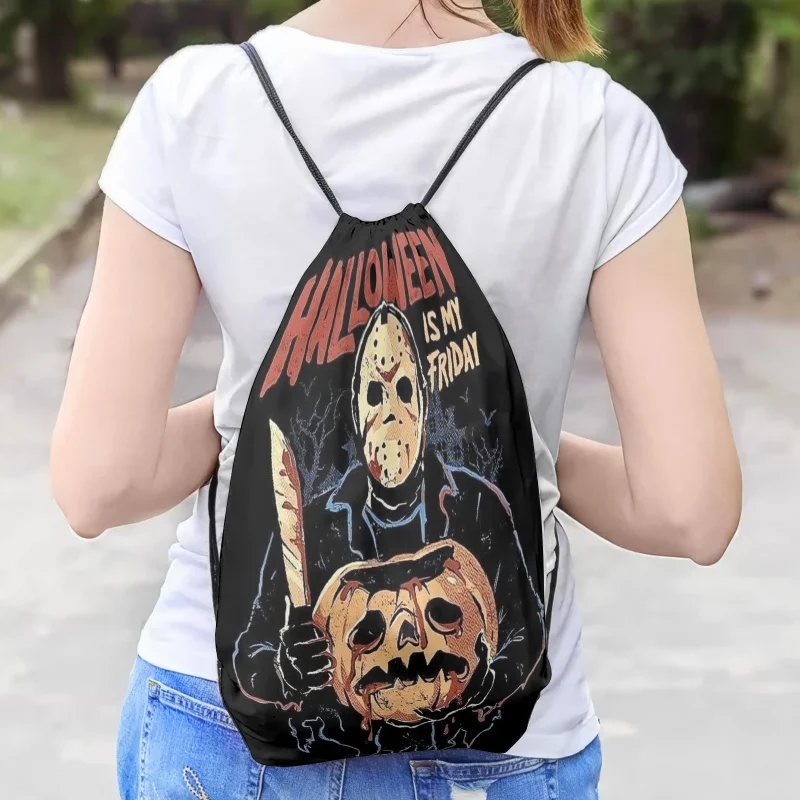 1PC Customizable Ghost Pumpkin Drawstring Bag,Halloween Personalized Backpack for School Sports,Reusable Gift Bag ,3 Size Choice