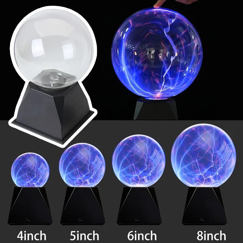 

New 4/5/6/8" Magic Plasma Ball Lightning Crystal Globe Touch Nebula Light Sphere