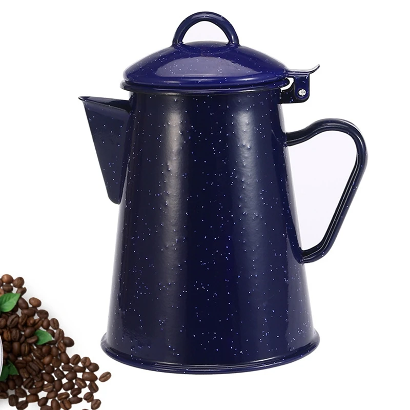 1.2L Enamel Coffee Pot Hand Tea Water Kettle Teapot Vintage Home Decor Starry Sky Blue Teapot Cafe Tools