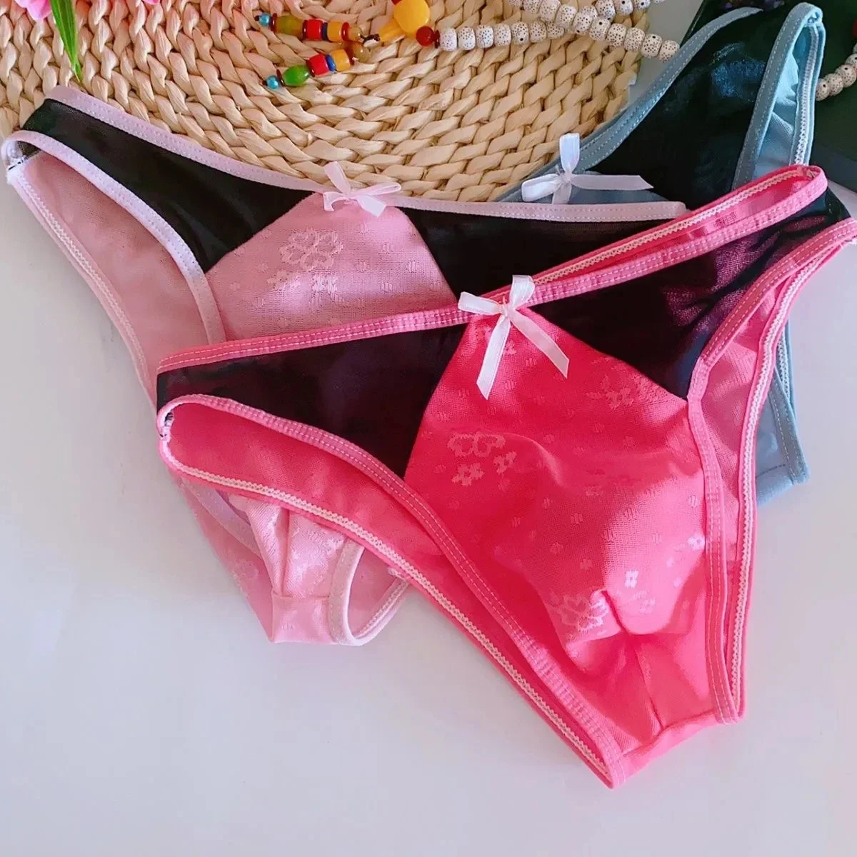 Bragas florales para hombre, calzoncillos sexis con lazo Sissy, espectáculo en vivo, baile, disfraces de fiesta FKK, regalos BF, cintura baja, Sexy y cómodo