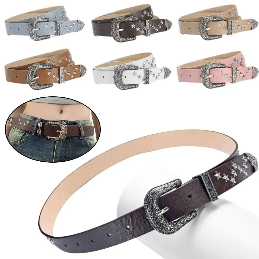 

Модный универсальный ремень в стиле Y2K, панк, из искусственной кожи, с звездами, готический, в стиле хип-хоп, с заклепками, подарки
