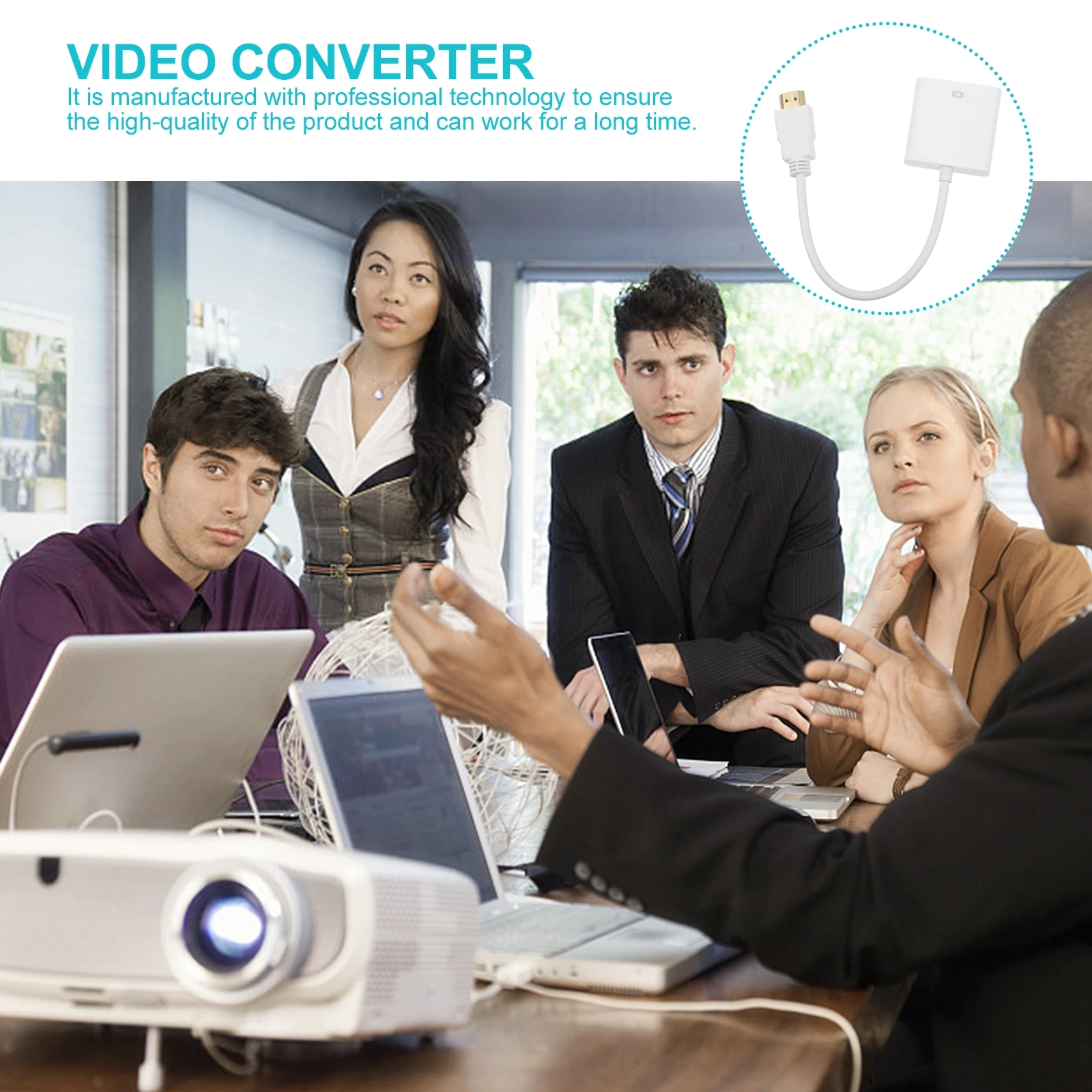 

to VGA Conversion Cable Video Converter Adapter High Definition ABS Material Corrosion Resistance Plug Play Easy