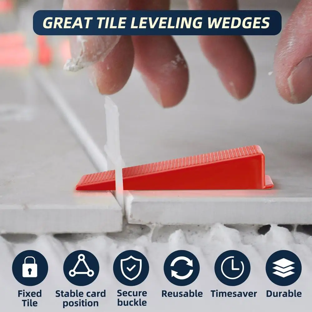 Tile Leveling System Kit with Plier Rubber Mallet 1500 Tile Spacers Clips 200 Reusable Wedges Leveler Tool Set DIY Installations