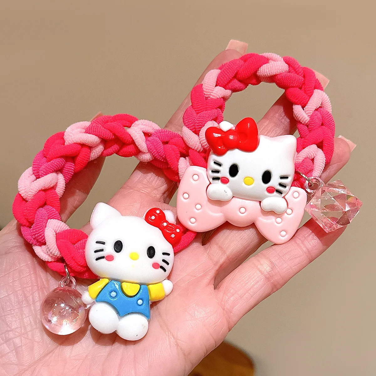 

Комбинированные резинки и зажимы для волос Hello Kitty для детей, милые аксессуары для волос с героями мультфильмов «Hello Kitty», подарки для праздничной вечеринки