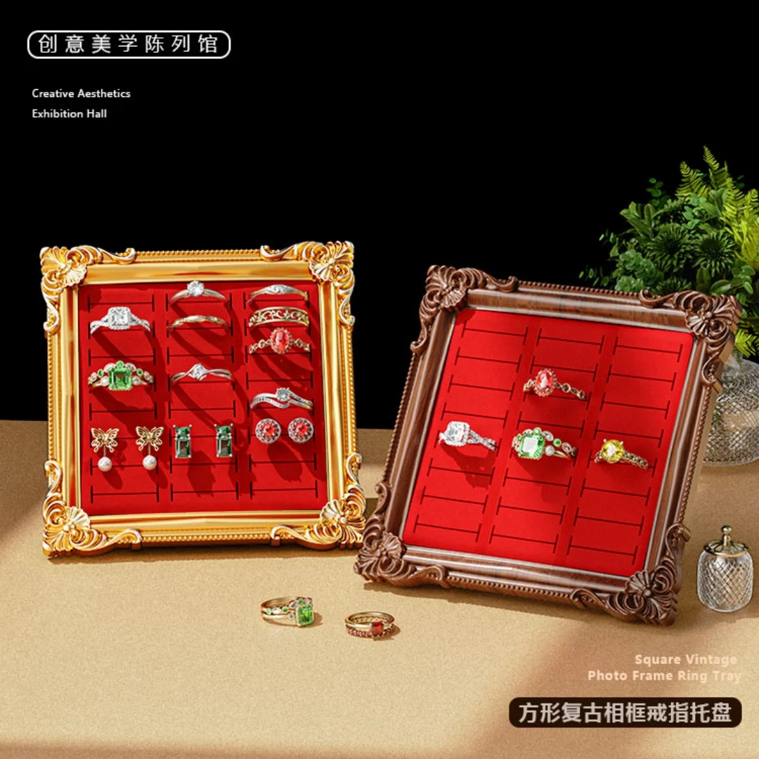 

Винтажный держатель для колец, арка, золотое кольцо, свадебный дисплей, замшевая шкатулка для драгоценностей, подставка, рамка, поднос для сережек, юбилей, помолвка, барокко, Org