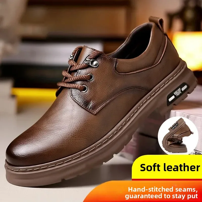 

High Quality Designer Cow Leather Shoes for Men Fashion Casual Platform Shoes New Solid Color Men Dress Shoes Zapatos Casuales