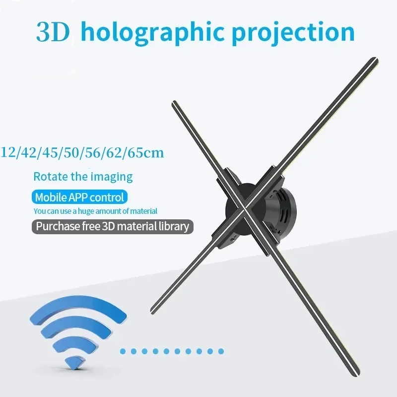 PD12-F65cm 3D Holographic Projection Wifi Led Logo Holographic Light Player Remote Control 3D Fan Holographic Advertising Lights