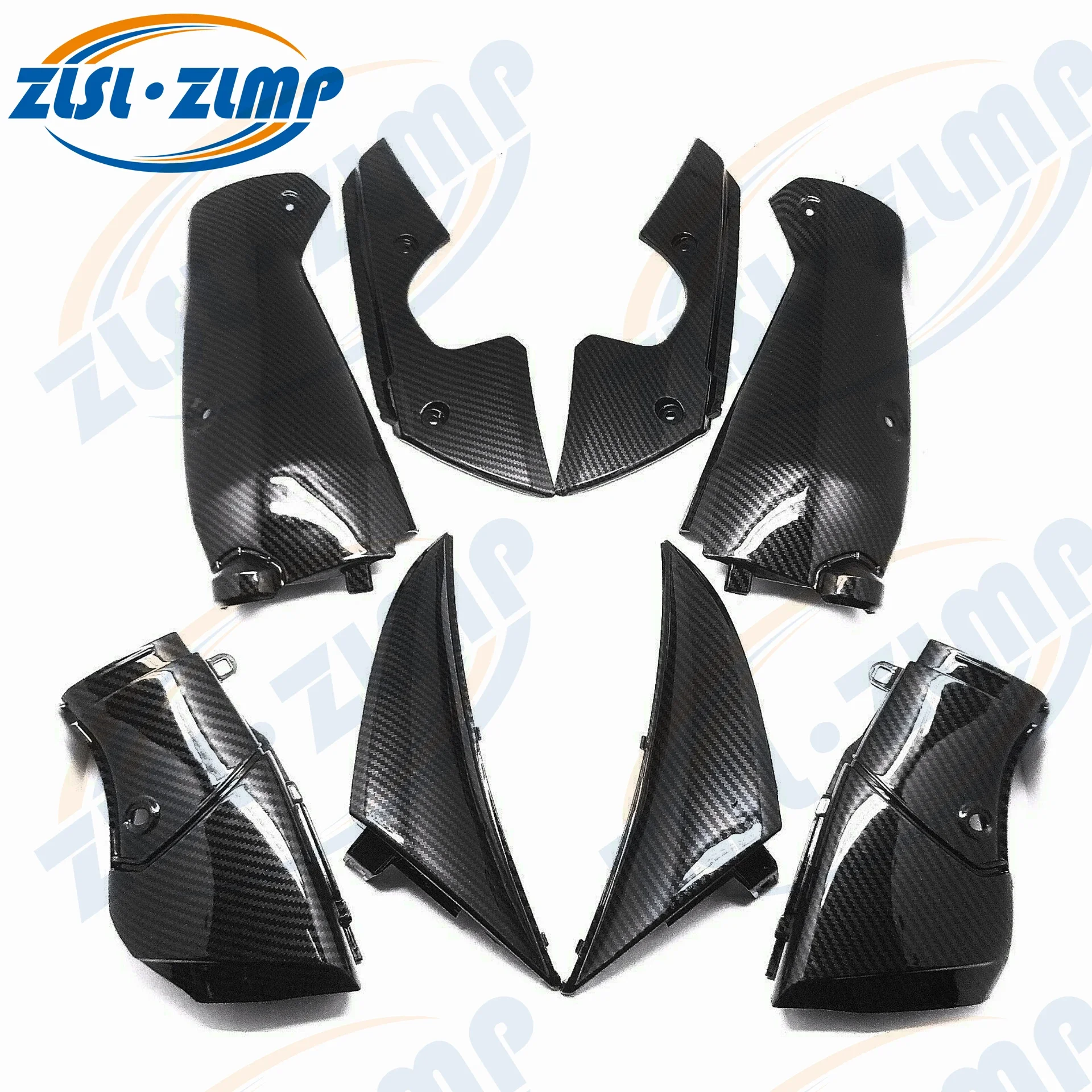 Motorcycle Fairing Shell Carbon Fiber Color AIR INTAKE PIPE COVER KIT 8PCS For YAMAHA YZF R1 2009 - 2011