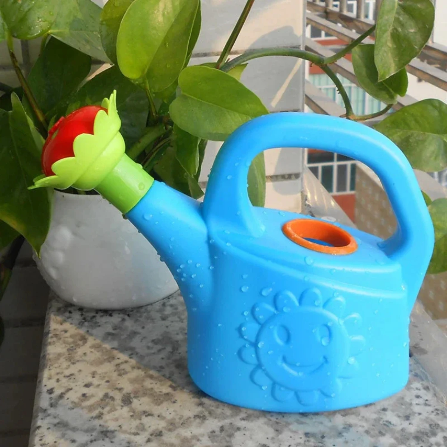 Adorable Plastic Cartoon Watering Can Bottle Sprinkler with Lovely Flowers Design - Fun-filled Beach Adventure and Perfect Educa