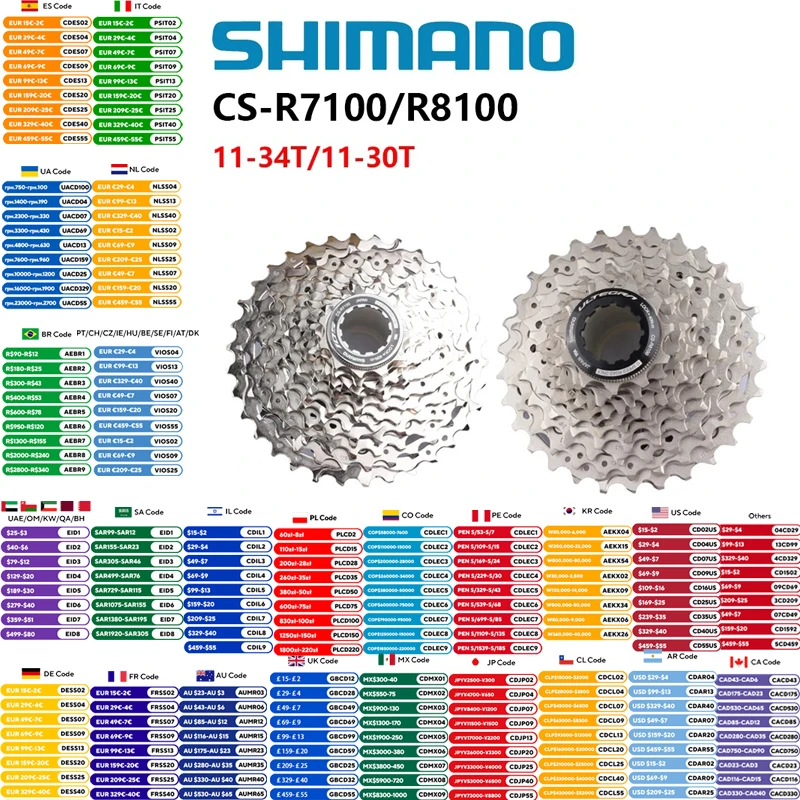 Shimano 105 R7100 ULTEGRA R8100 Cassette 12s Bike Cassette For Road Bike Di2 Groupset 11-30T/11-34T Original Shimano Bike Part