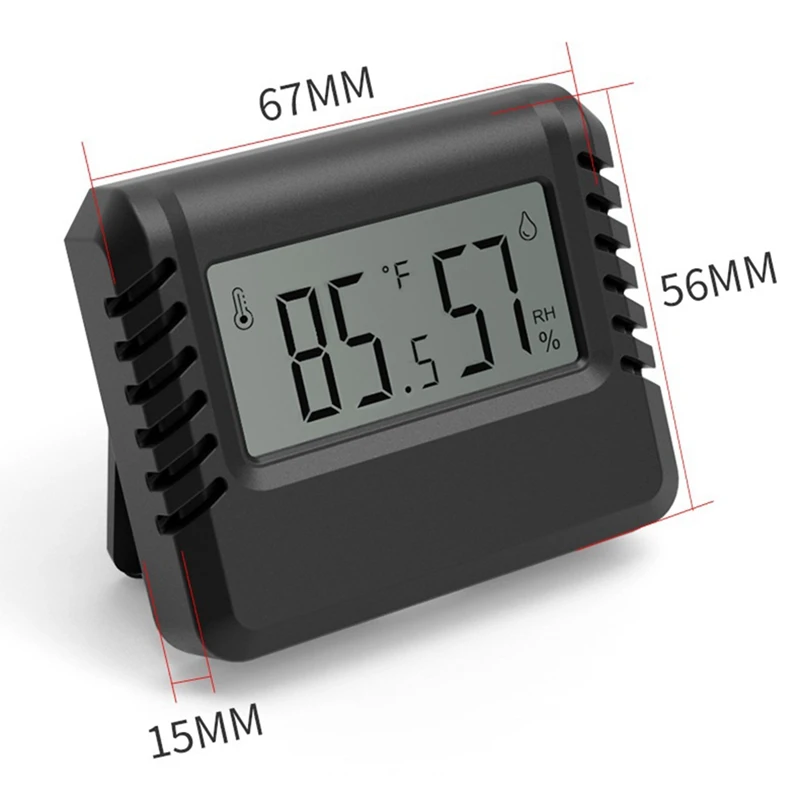 Ultra-Thin Thermometer Hygrometer Digital Display Electronic Temperature And Humidity Meter With Bracket Black