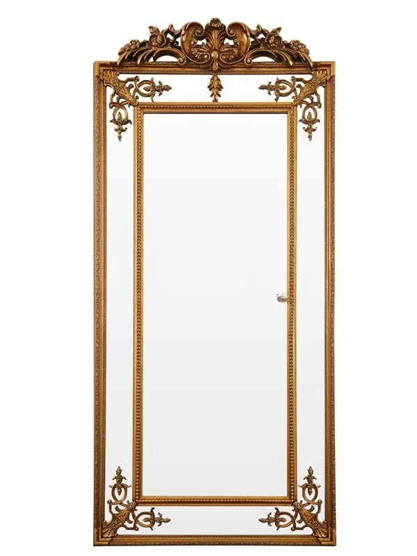 Customized European style retro full body mirror,light luxury carved floor mirror,dressing mirror,wall mounted large mirror