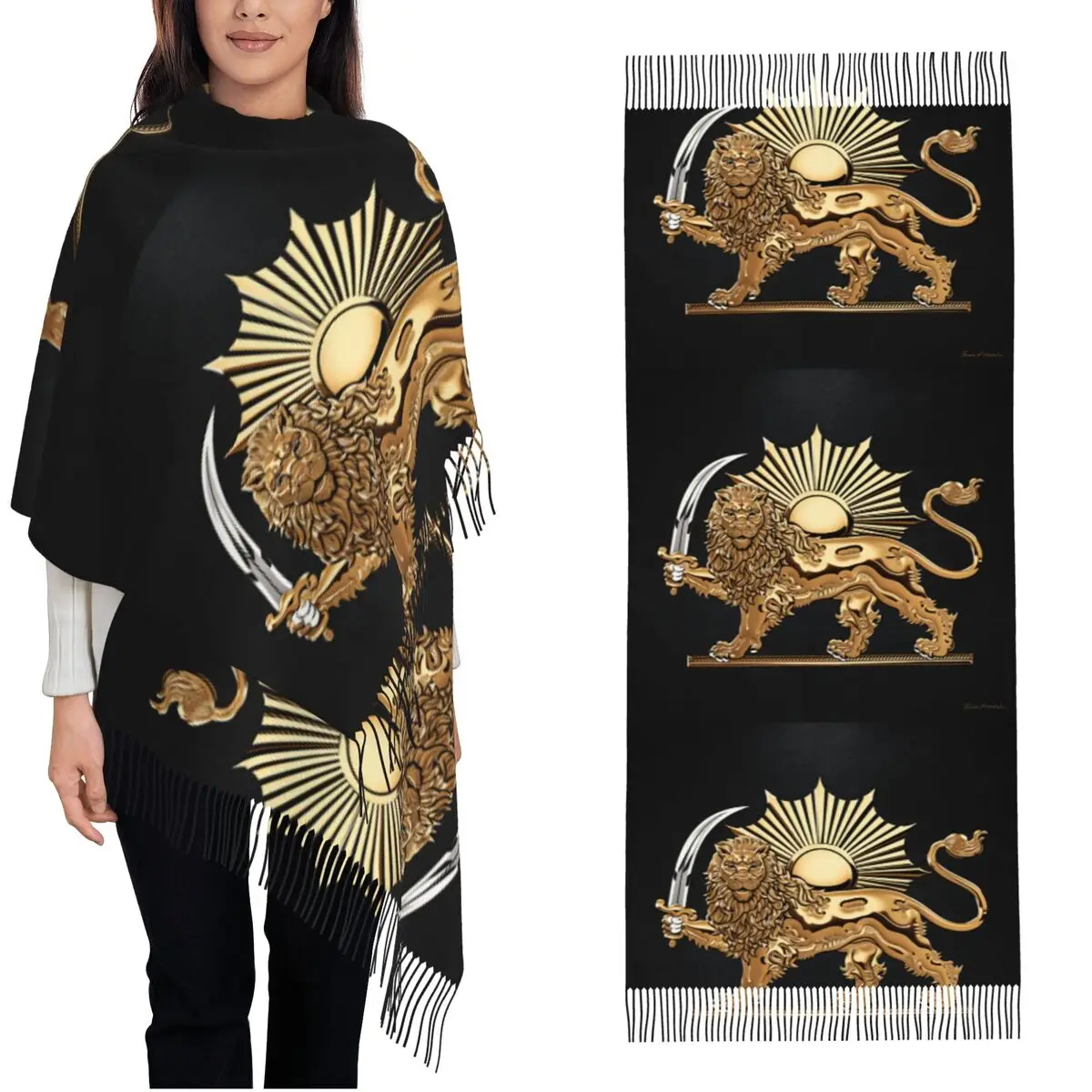 

Зимний уличный шарф с флагом Ирана, дизайнерская шаль-накидка, унисекс, люксовый бренд, головные уборы, шарфы