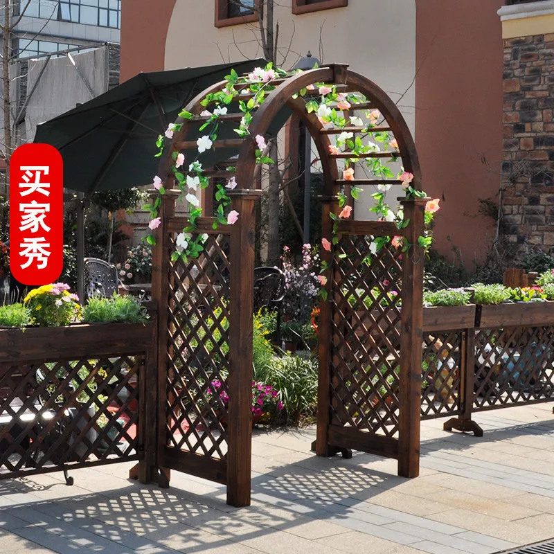 Outdoor solid wood arch, flower rack, garden, grape rack, flower shop, grape rack, courtyard, climbing vine rack, fence