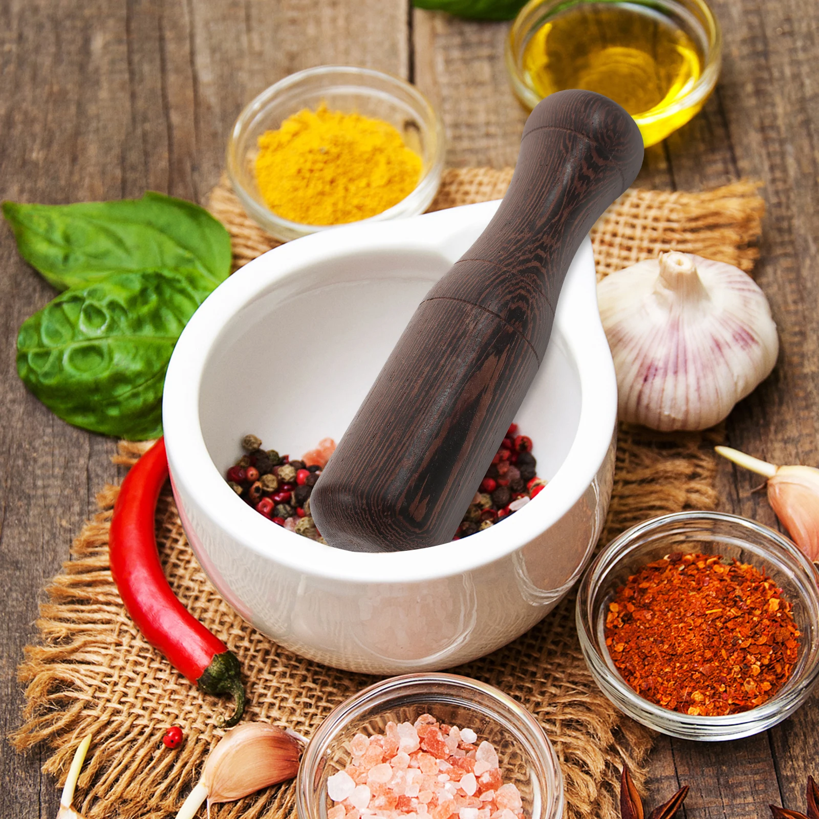 

1pc Chicken Wing Wooden Garlic Hammer Grinder Crusher Food Masher Kitchen Utensil Grinding Rod for Sauce Soup Medicine