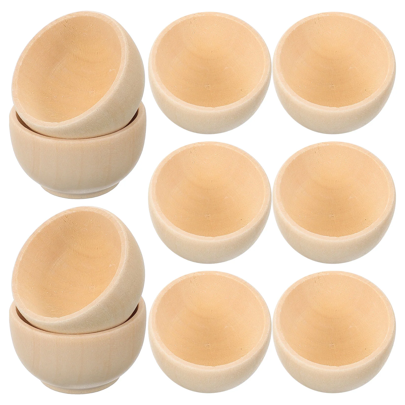 

10 Pcs Bowls Unpainted Miniature Delicate for Craft Supplies Unfinished Wooden Child