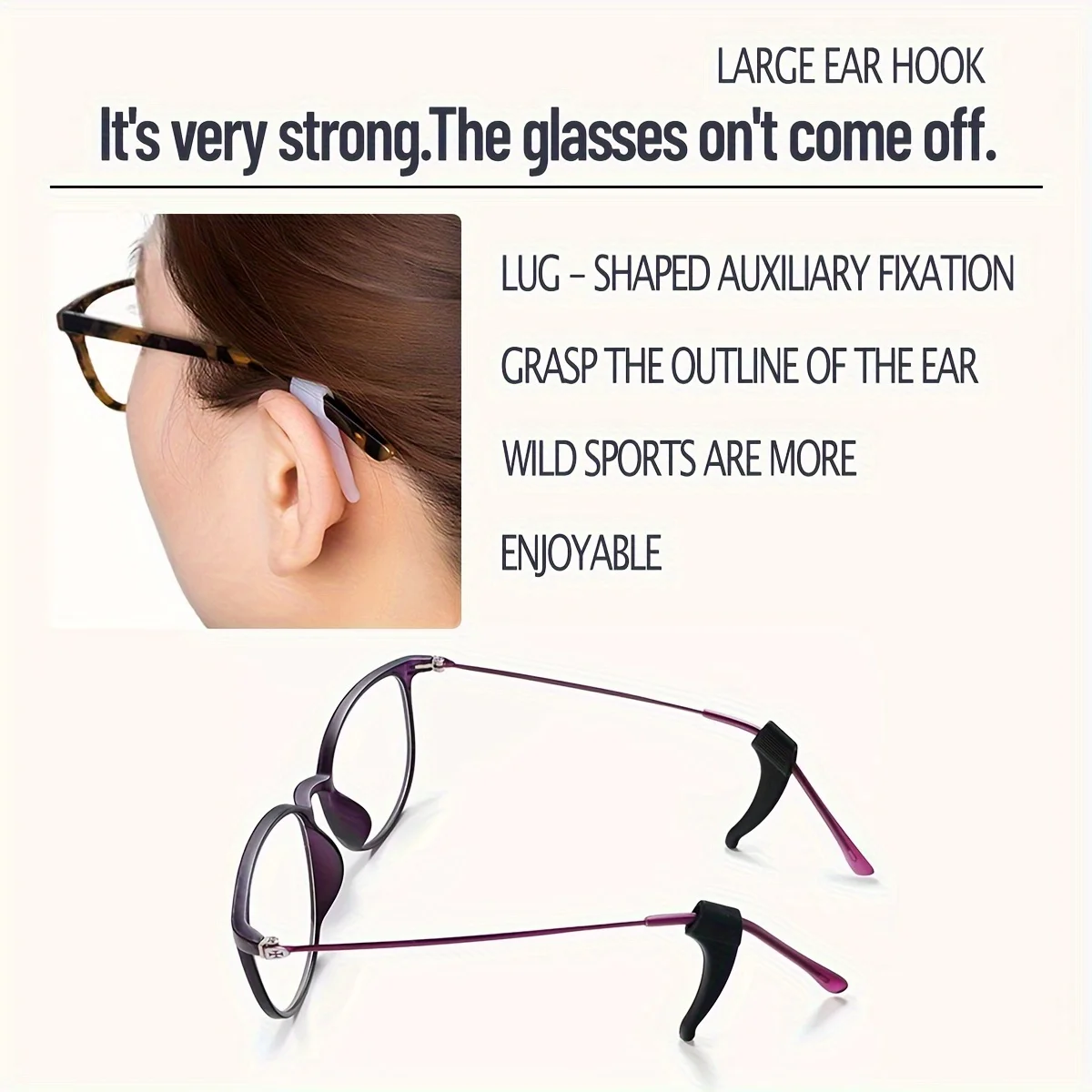10 أزواج من مثبت النظارات المضاد للانزلاق من مادة السيليكون، مناسبة لنظارات القراءة والنظارات الشمسية والنظارات الرياضية للجنسين