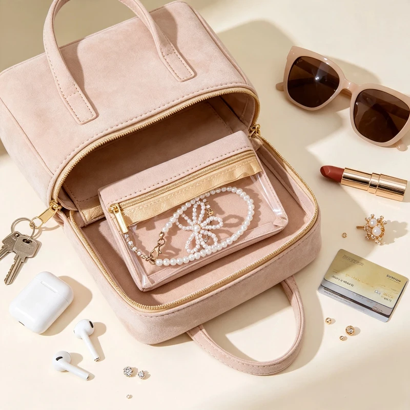 Portable Velvet Zipper Jewelry Pouch Travel Waterproof Dustproof Bag For Earrings Necklace Ring Bracelet Trinkets