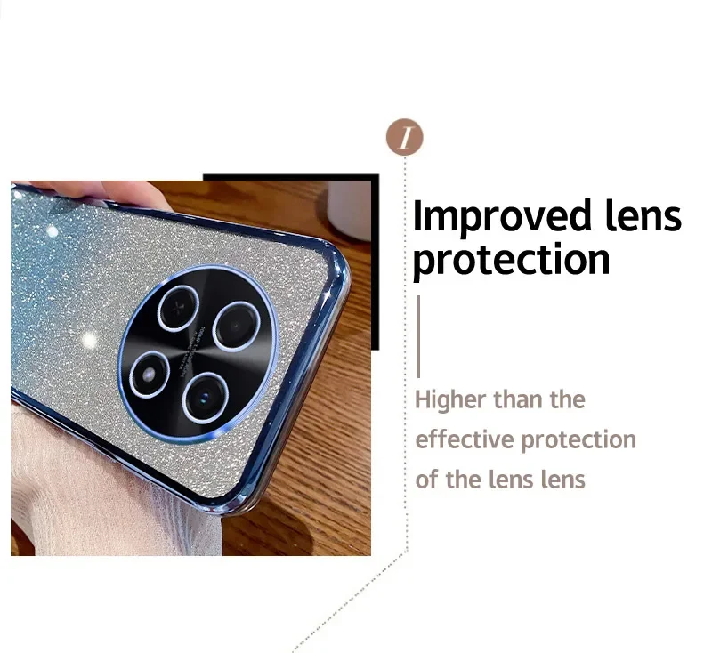 Para huawei nova 12i caso de telefone huawei nova12i 12i luxo galvanizado brilho macio pára-choques claro capa traseira