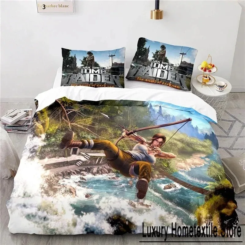 

3D print Game Tomb Raider Bedding Set Boys Girls Twin Queen Size Duvet Cover Pillowcase Bed Kids Adult Home Textile