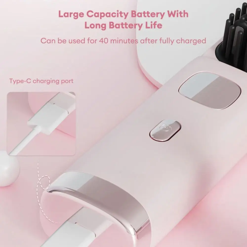

Portable Wireless Hair Straightener 4 Temp Settings 140-200C° Straight Hair Comb Rechargeable Type-C Straightening Comb