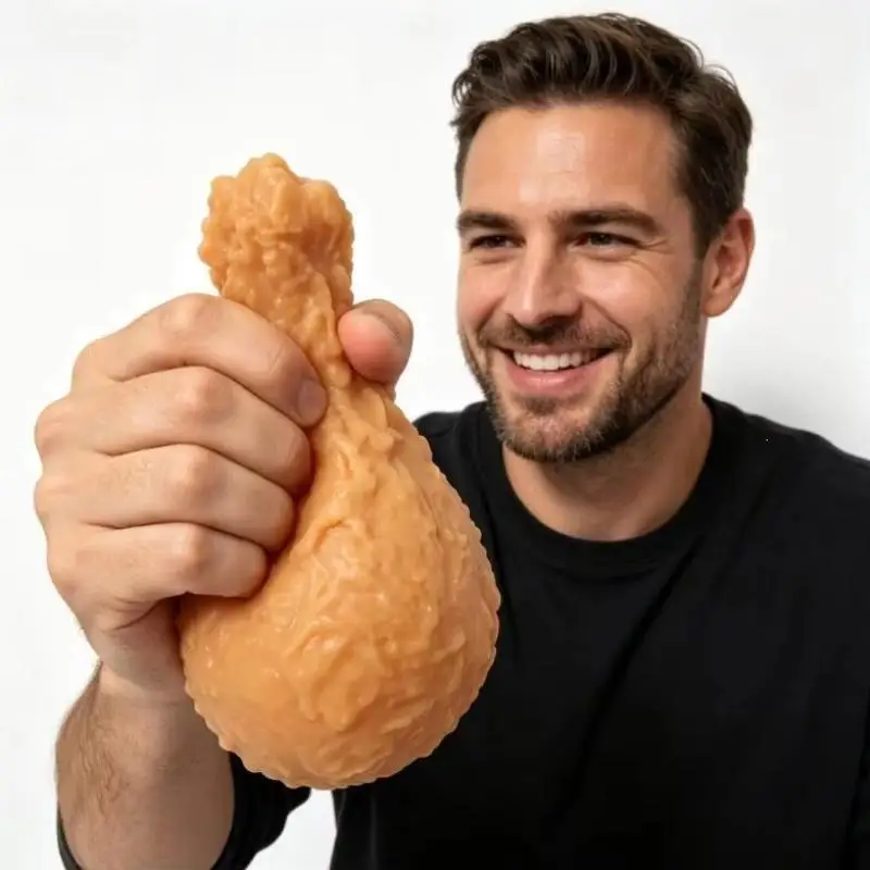 & Decompress Big Fried Chicken Leg Pinch, Creative Oversized Fried Chicken Leg Malleable Fluid Ball Stress Relief Toy