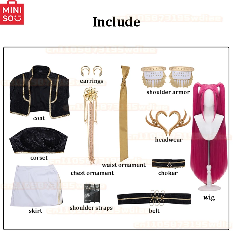 MINISO Black Golden Rumi Zoey Mira Cosplay KPop Demon Hunters Cosplay Costume Wig Women Suit Halloween Party Role Playing Outfit