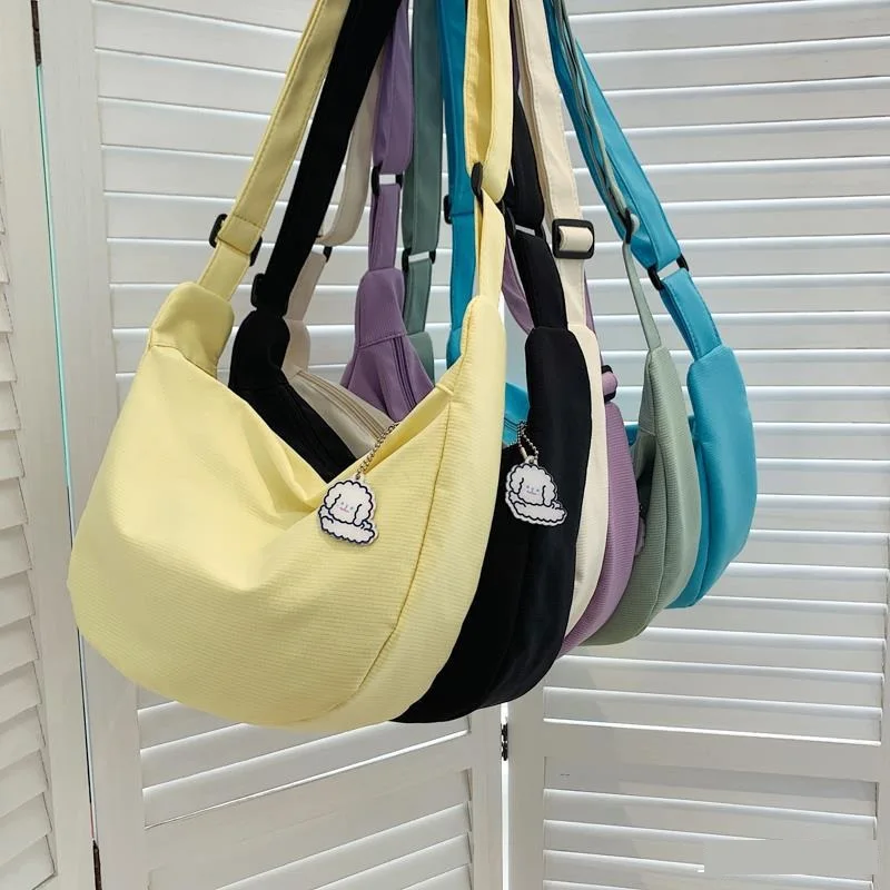 Bolso de hombro sólido Harajuku para mujer, bolsos multifunción simples que combinan con todo, bolsos cruzados de gran capacidad, monedero para adolescentes