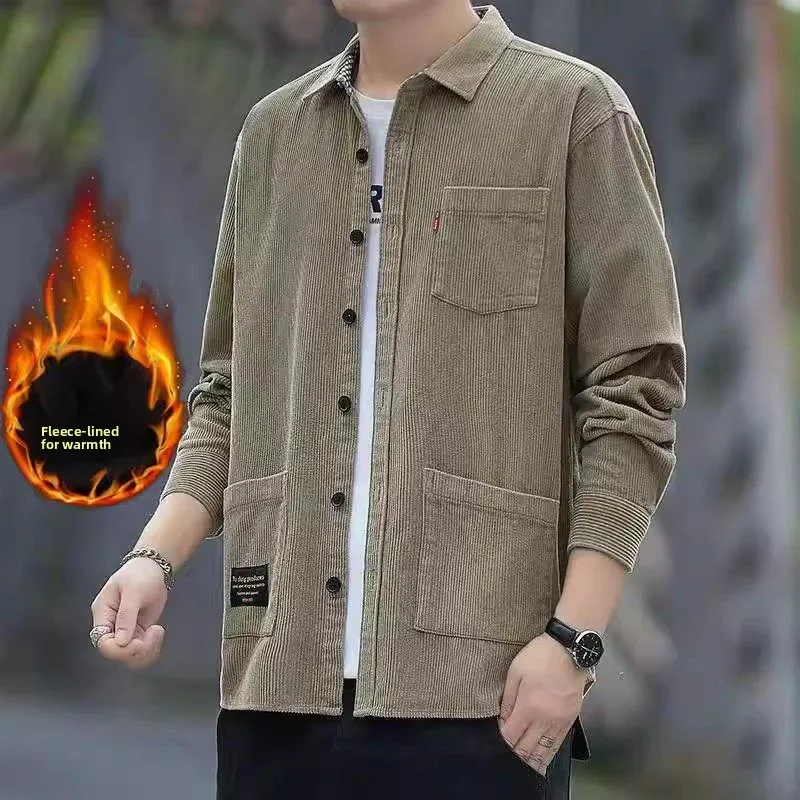 

Мужская повседневная длинная куртка из вельвета, теплая, износостойкая, грязеотталкивающая, свободного кроя, для активного отдыха