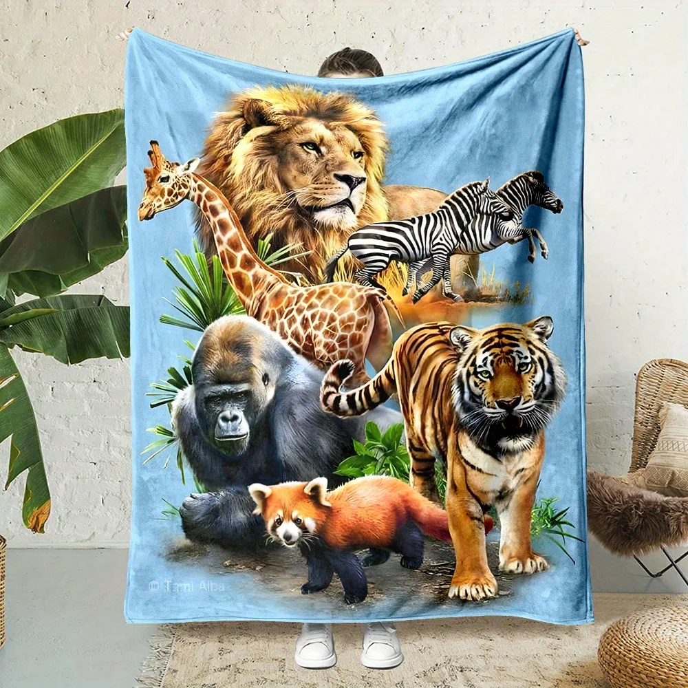 

African wildlife patterns Flannel printed blanket suitable for all seasons suitable for living room office sofa and travel