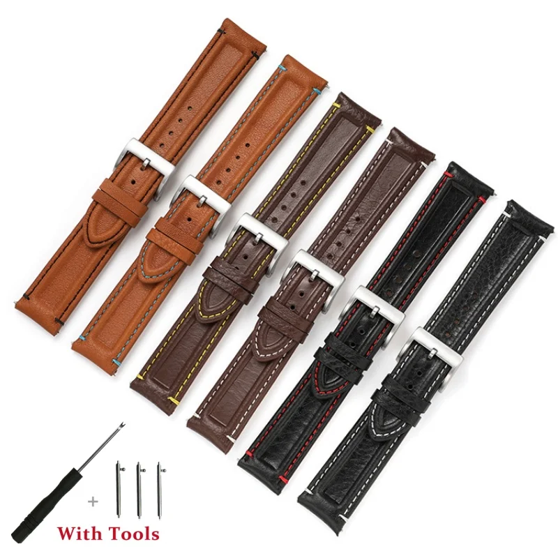 

20mm 22mm Quick Release Cowhide Leather Watch Strap Replacement for Universal Waterproof Watch Band Bracelet Accessories