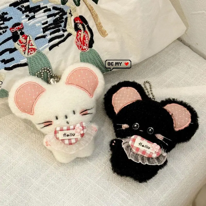Cute Plush Mouse Doll Keychain Cartoon Animal Pendant Soft Stuffed Toy Keychains For Backpack Bag Decor Student Gift AccessoryP