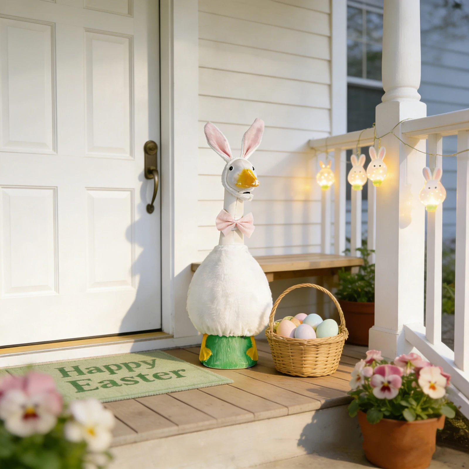 Easter Clothing for 23 Inch High Porch Statues Garden Ornaments Clothing Set with Headdress Holiday Atmosphere Dress up Outfit