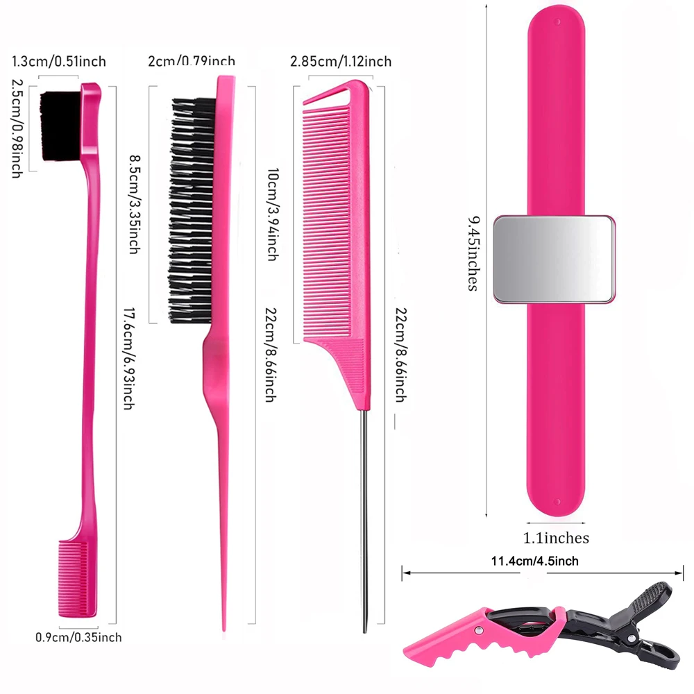 Hair Styling Tools Magnetic Gel & Silicone Wristband for Braiders, Black Wrist Strap, With 3 Rat Tail Combs and 6p clips view 4
