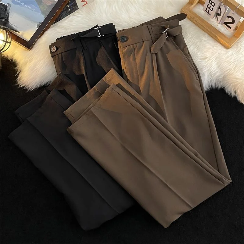 

Trendy Men's Casual Straight Leg Suit Pants Loose Haome Loose Fit Comfortable Long Trousers for Summer Faion Sle