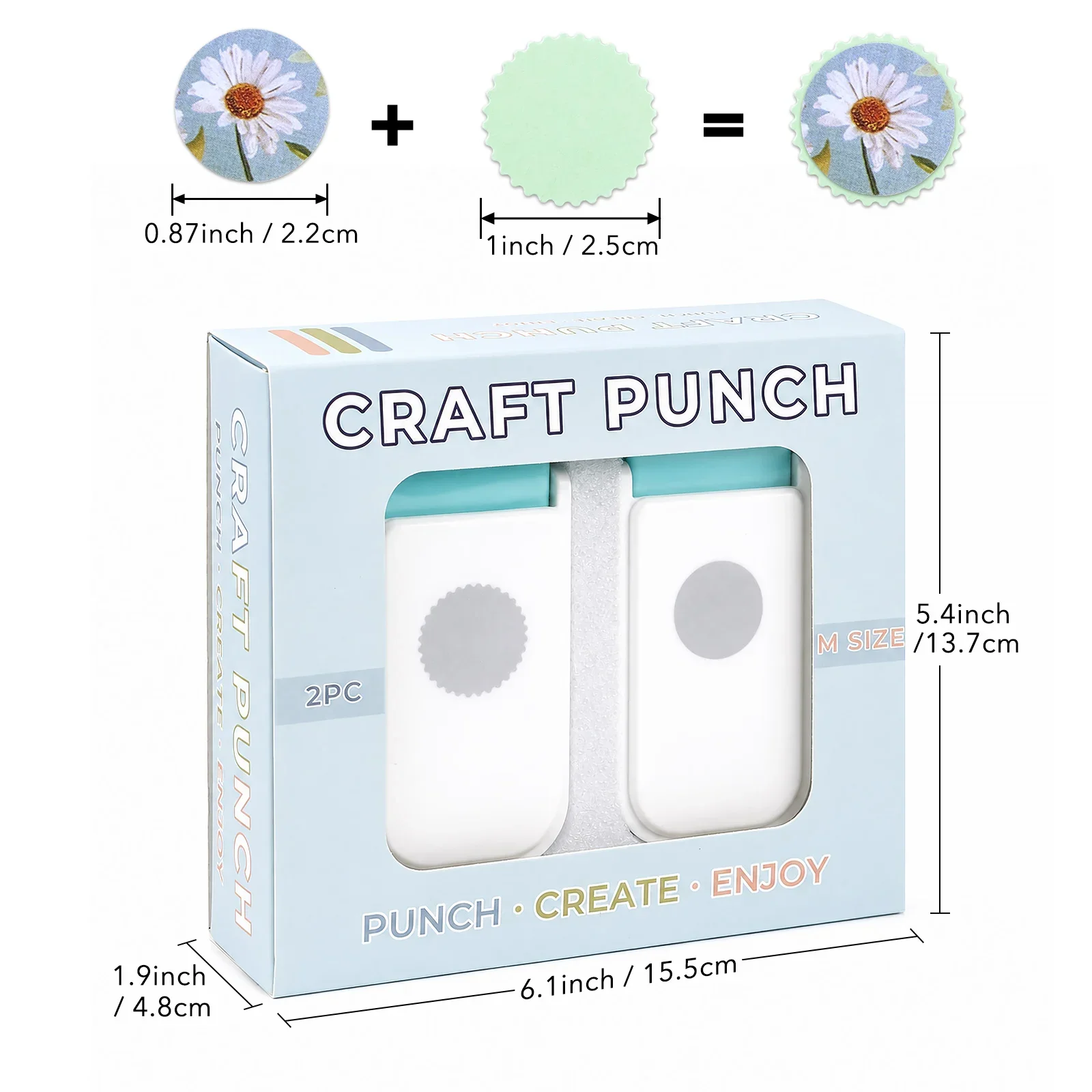 Layering Postage Stamp Punch Nesting 1 Inch Scallop Circle Lever Punch, Precision Alignment Cutout Craft Tool for Card Making