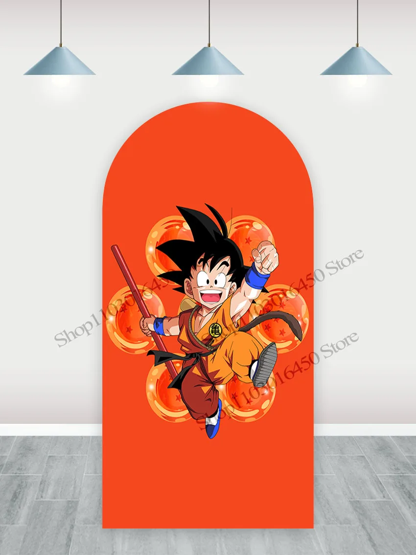 Bandai-Fondo de arco de Dragon Ball, decoración de fiesta de cumpleaños para niños, fondo de fotografía de doble cara, accesorios de estudio de poliéster