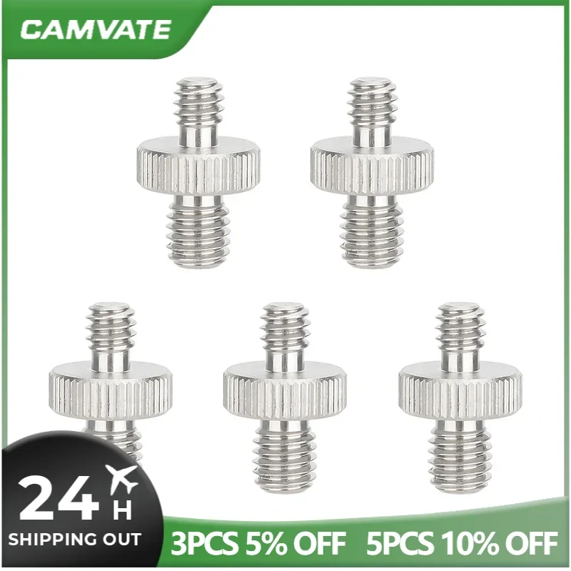 CAMVATE-كاميرا برغي حزمة ، M8 ذكر إلى 1/4 "، مزدوج نهاية الموضوع محول ، الفولاذ المقاوم للصدأ للكاميرا تلاعب ، ترايبود جبل ، 2 قطعة ، 5 قطعة