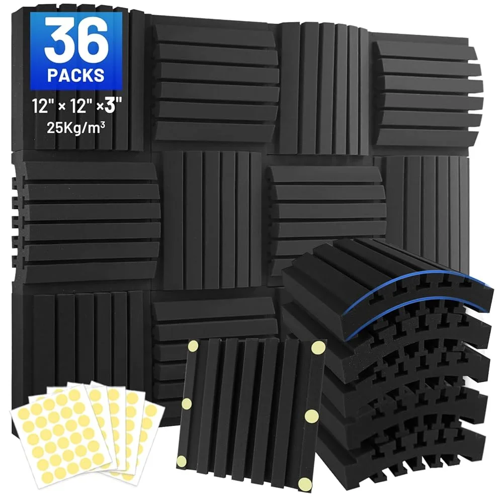 

Focusound 36 Pack Acoustic Foam Panels Wall Soundproofing Studio Acoustic Treatment Sound Absorbing Material Acoustic Panels