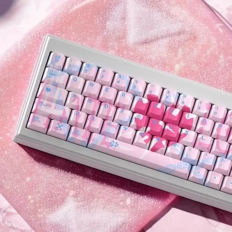 Keycap girl heart burst pink original height pbt hot sublimation adaptation machinery