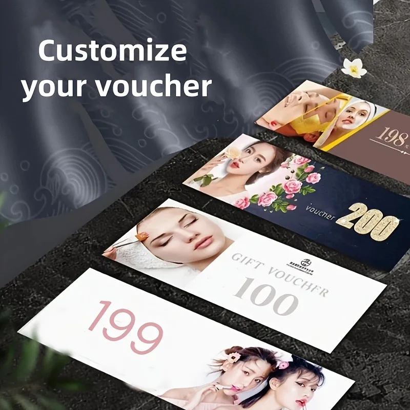 16×5.4cm Personalized Coupon Pack 100Pcs Printable Vouchers Custom Logo Discount Cards for Salon Retail Marketing