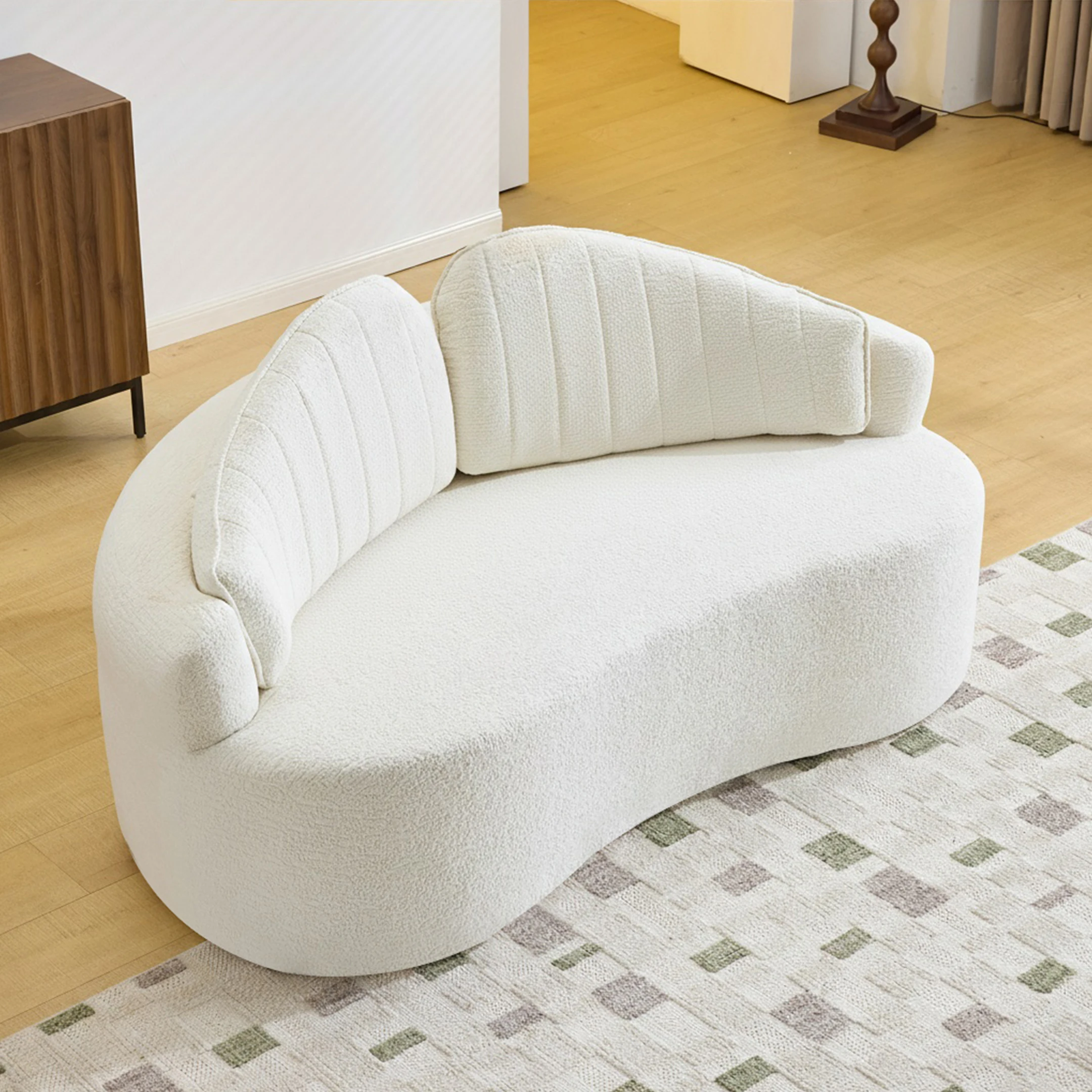 #Curved Convertible Two-seater Sofa Fully Compressed Design For Living Room & Hotel Use Adjustable Height Removable