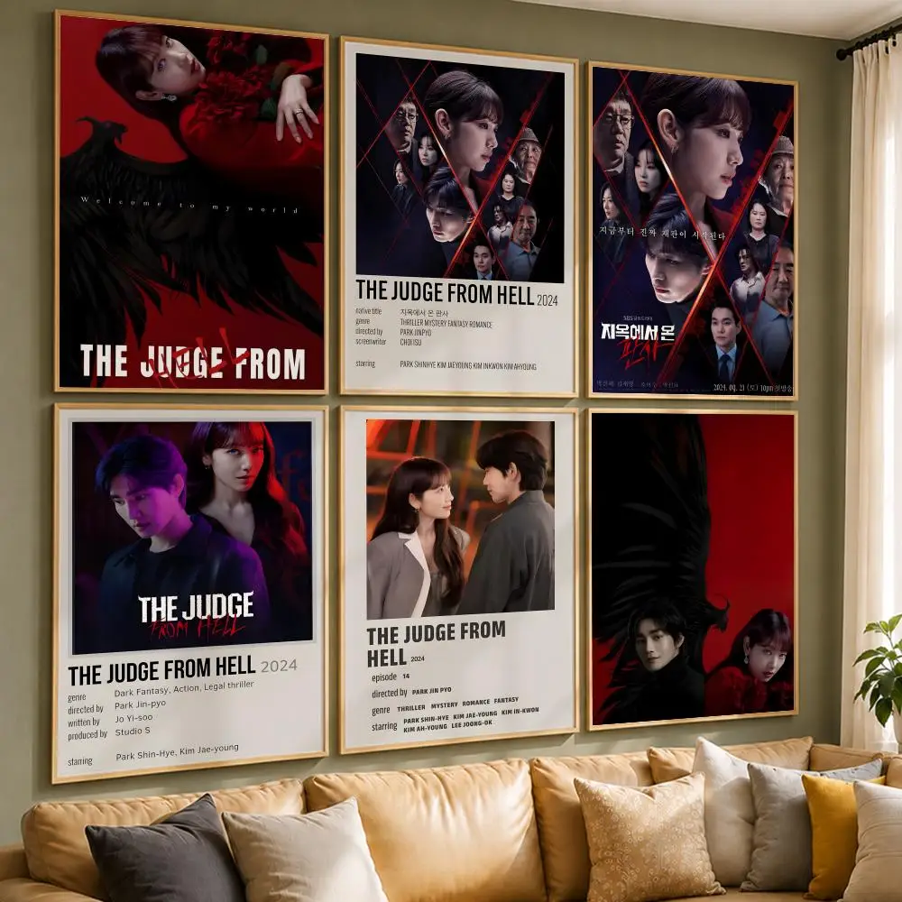 Popular Drama T-The Judge from HellS Poster Vintage Retro Anime Poster Stickers Peel and Stick Wall Art Home Decor