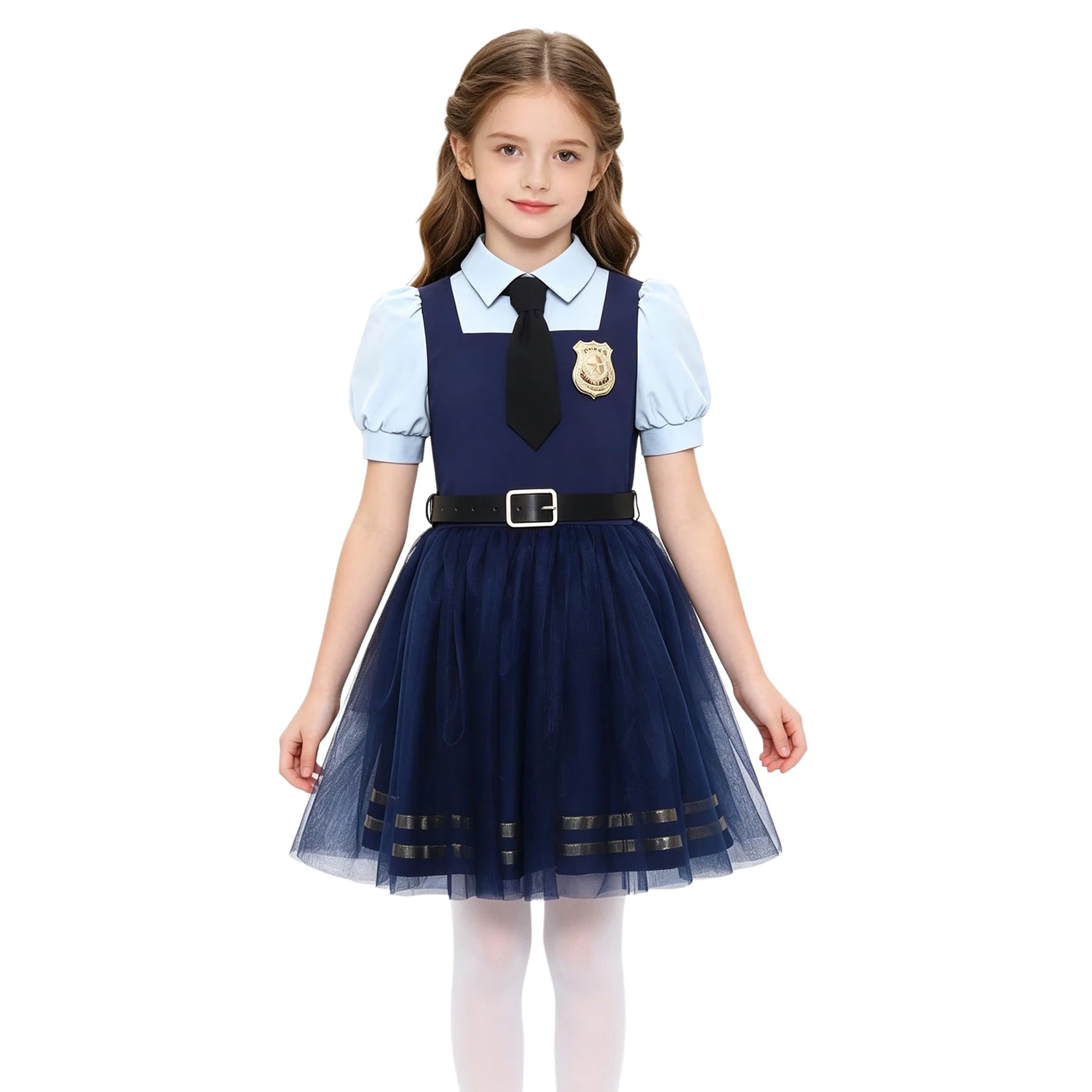 Kids Bunny Police Cosplay Costume Big Girls Halloween Fantasy Character Outfits Children's Day School Stage Performance Set